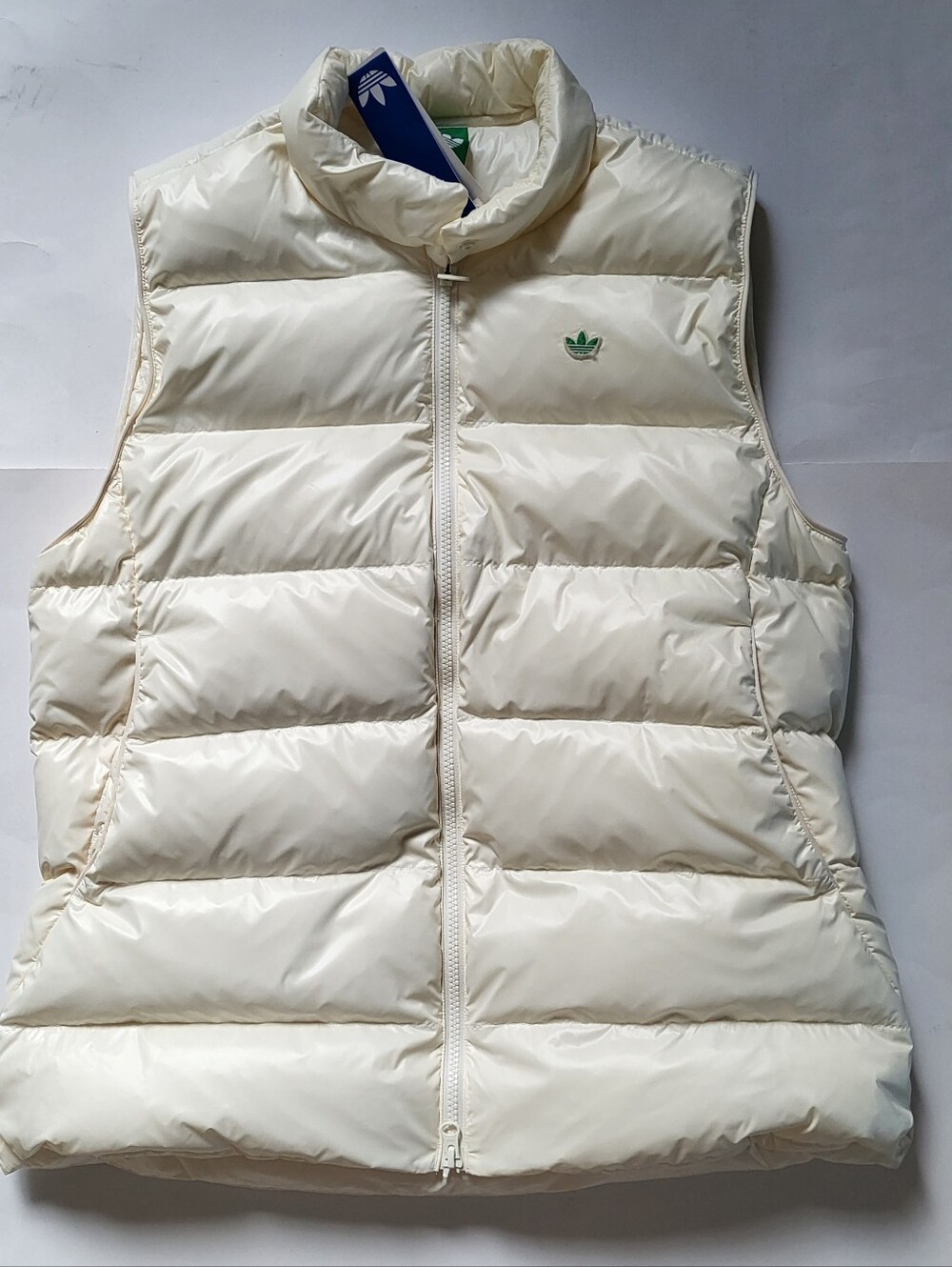 Adidas Originals puffer vest Trefoil logo Womens size L Beige
